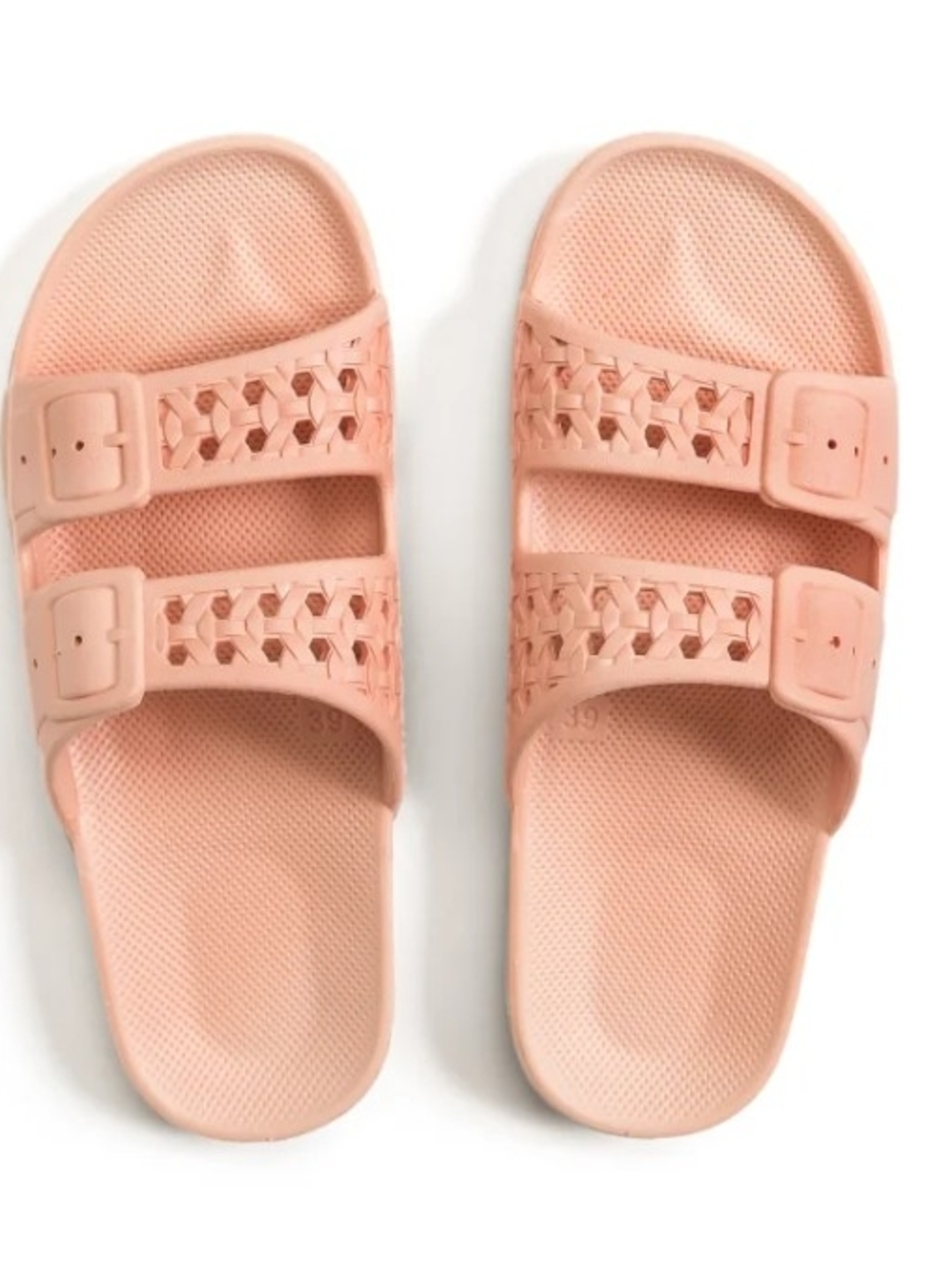 Peach/Pale Pink Double Strap Slide Sandals